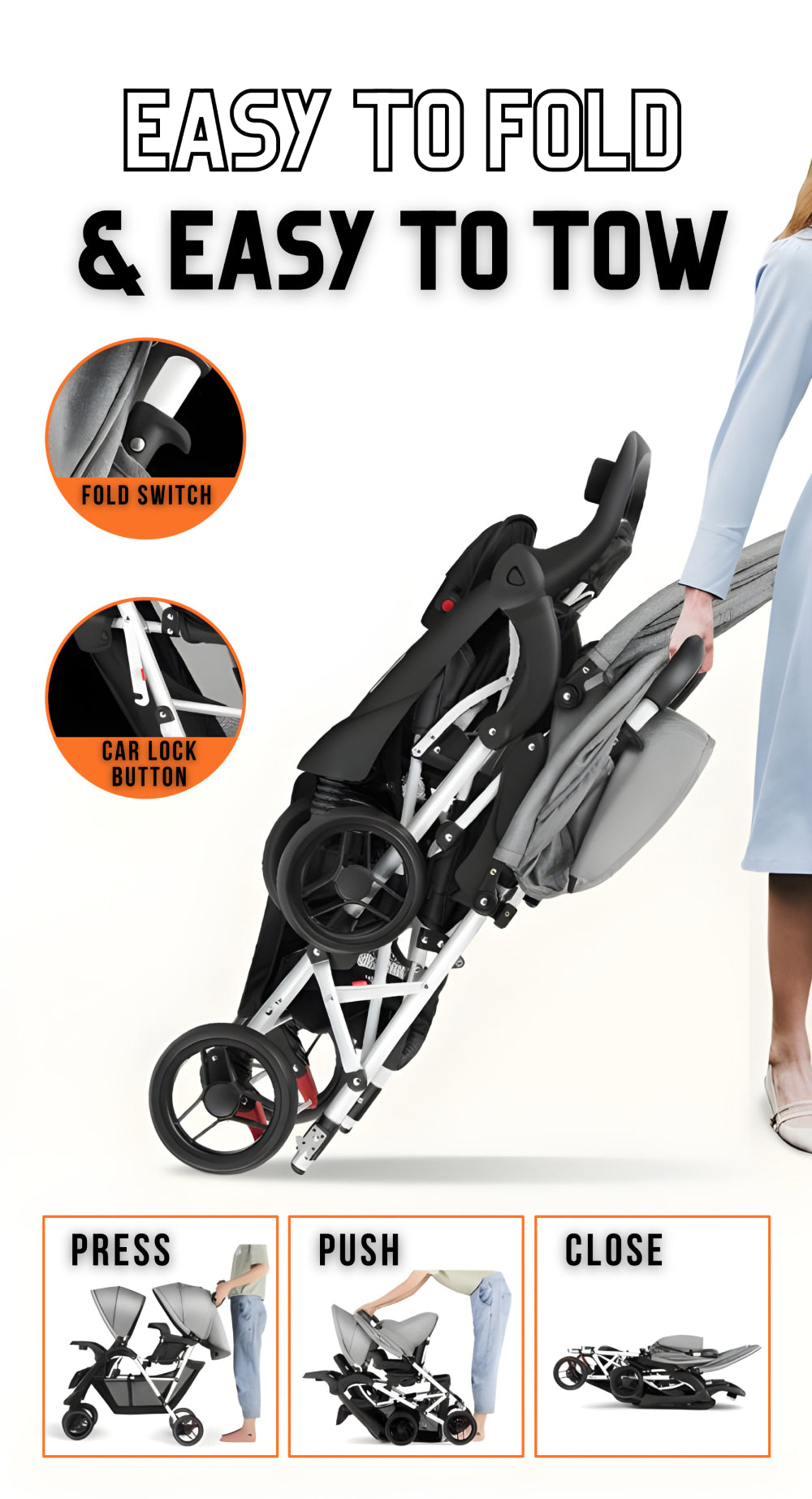 Big Size Foldable Twin Baby Stroller-P738