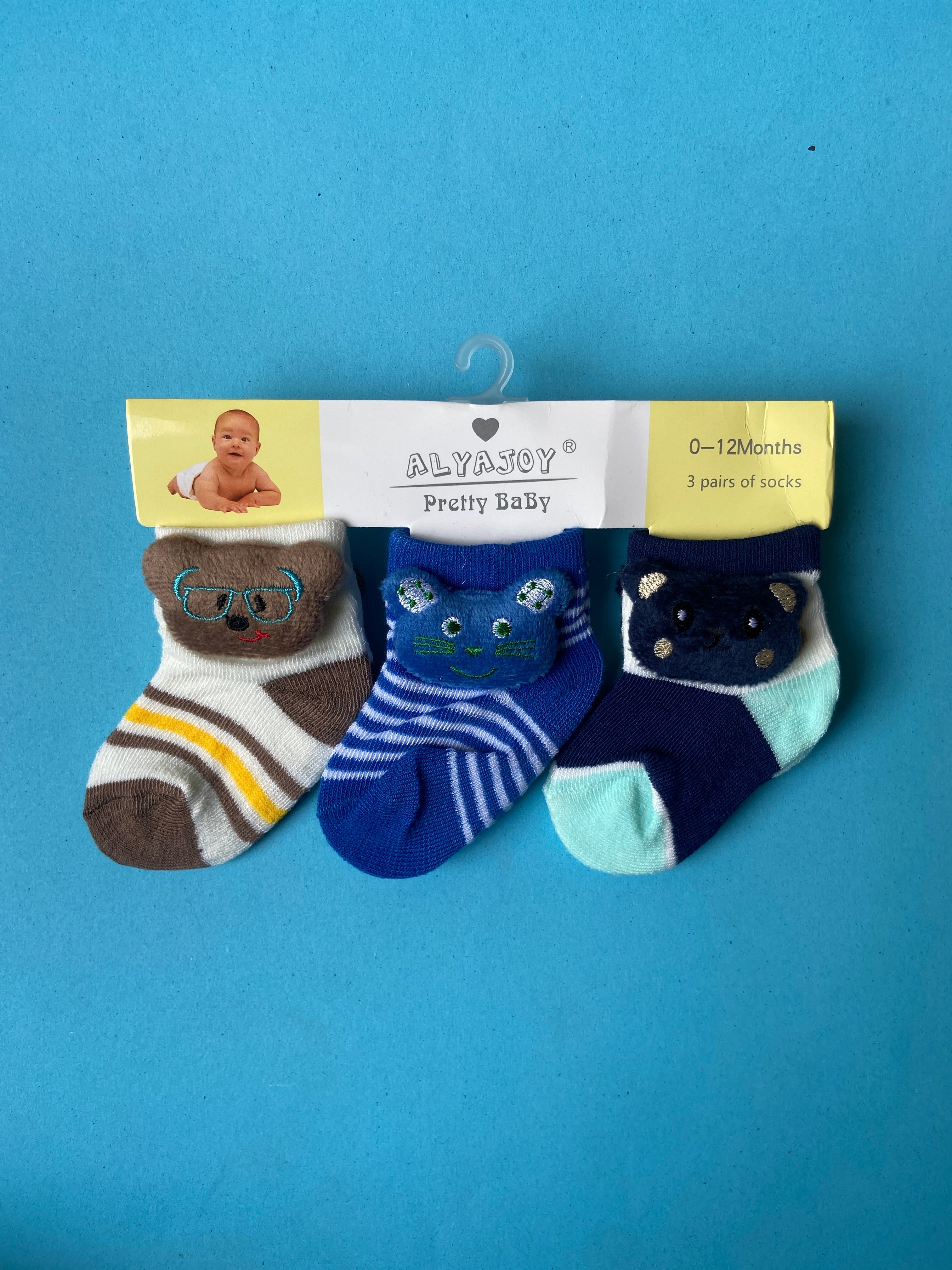 SH539-pack of 3 Winter Baby Socks - 0-6M