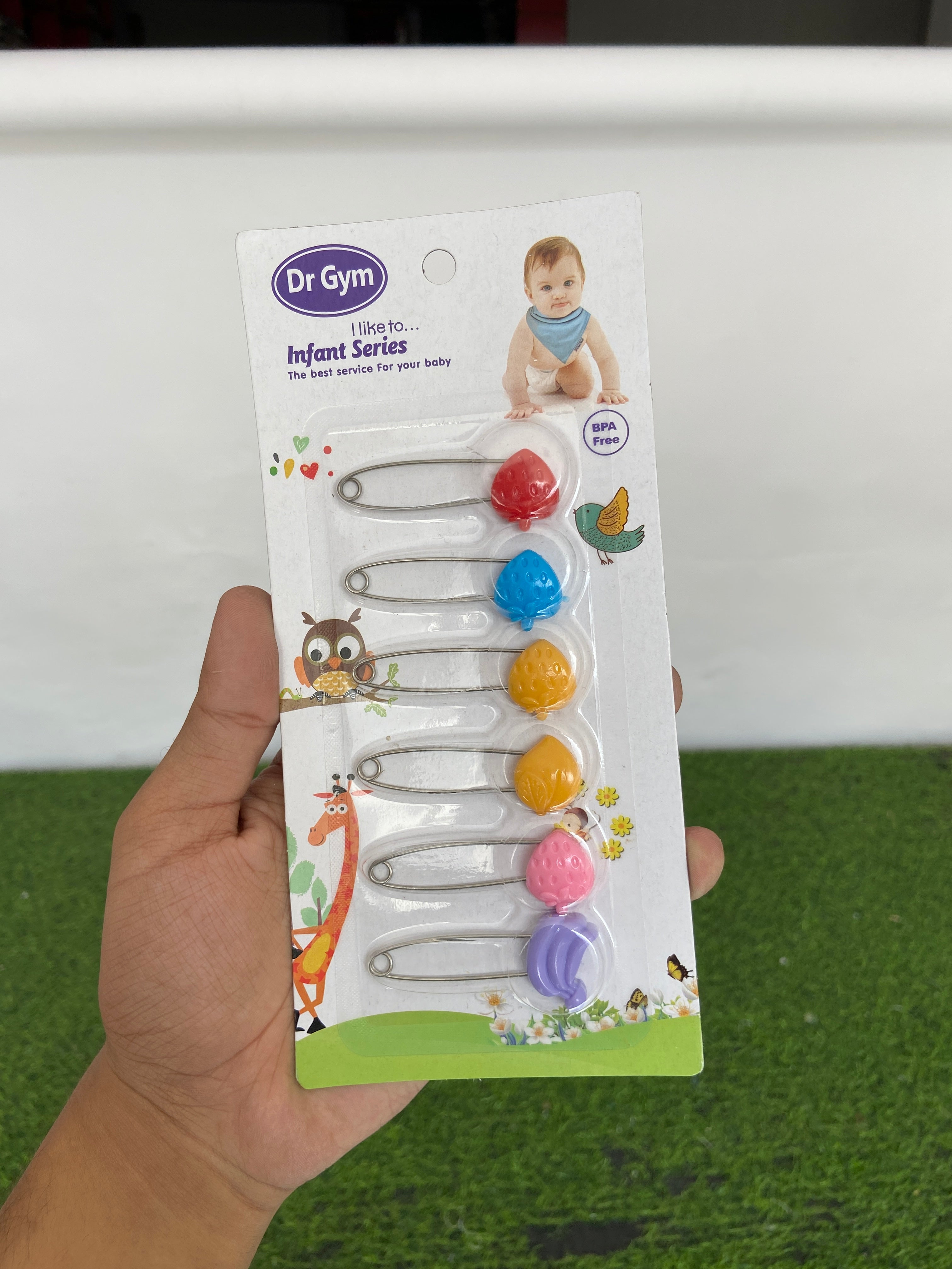 FE187-6 pieces baby safety pins - fruits