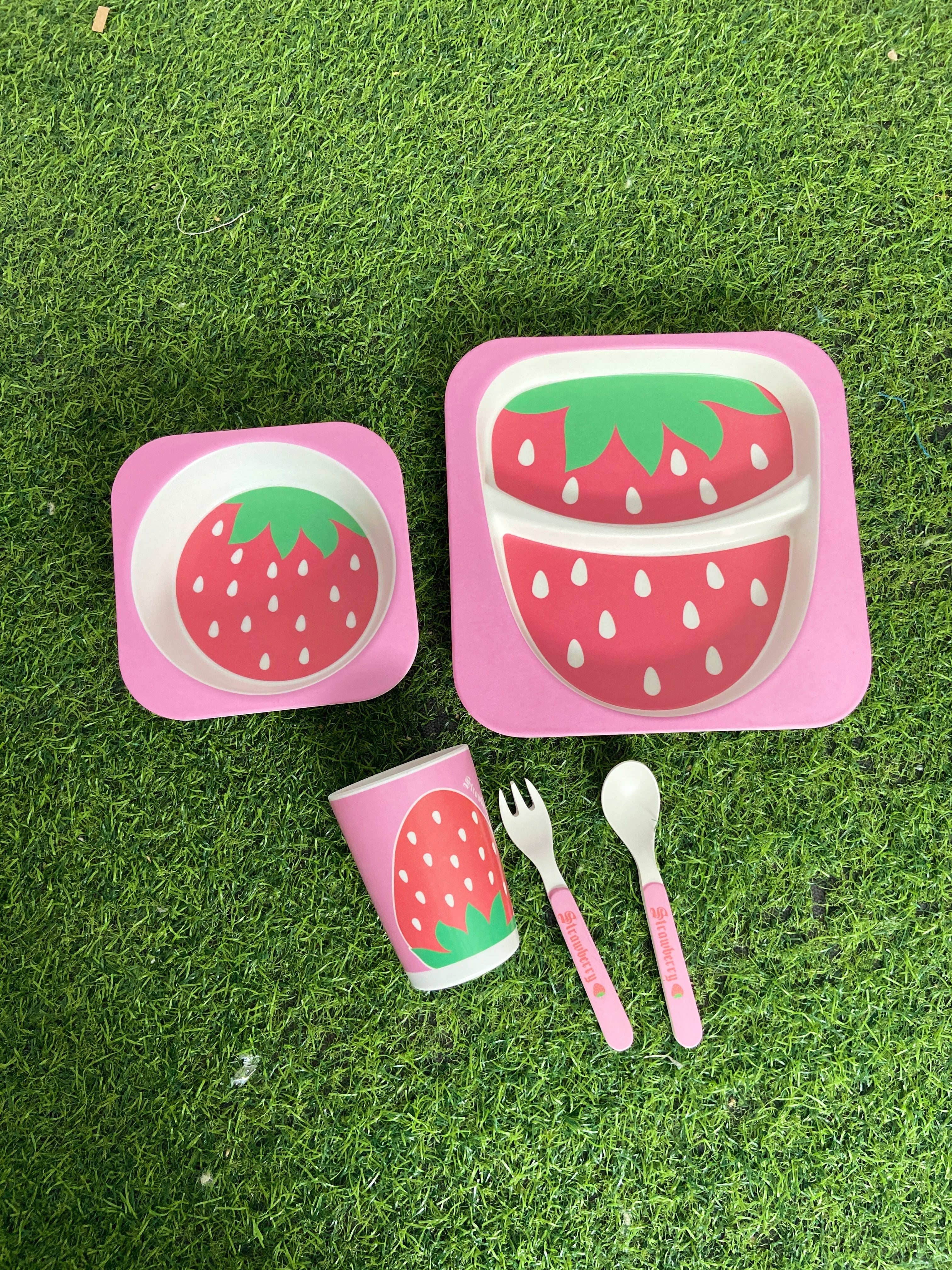 FE208-5-Piece Bamboo Fiber Baby Tableware Set