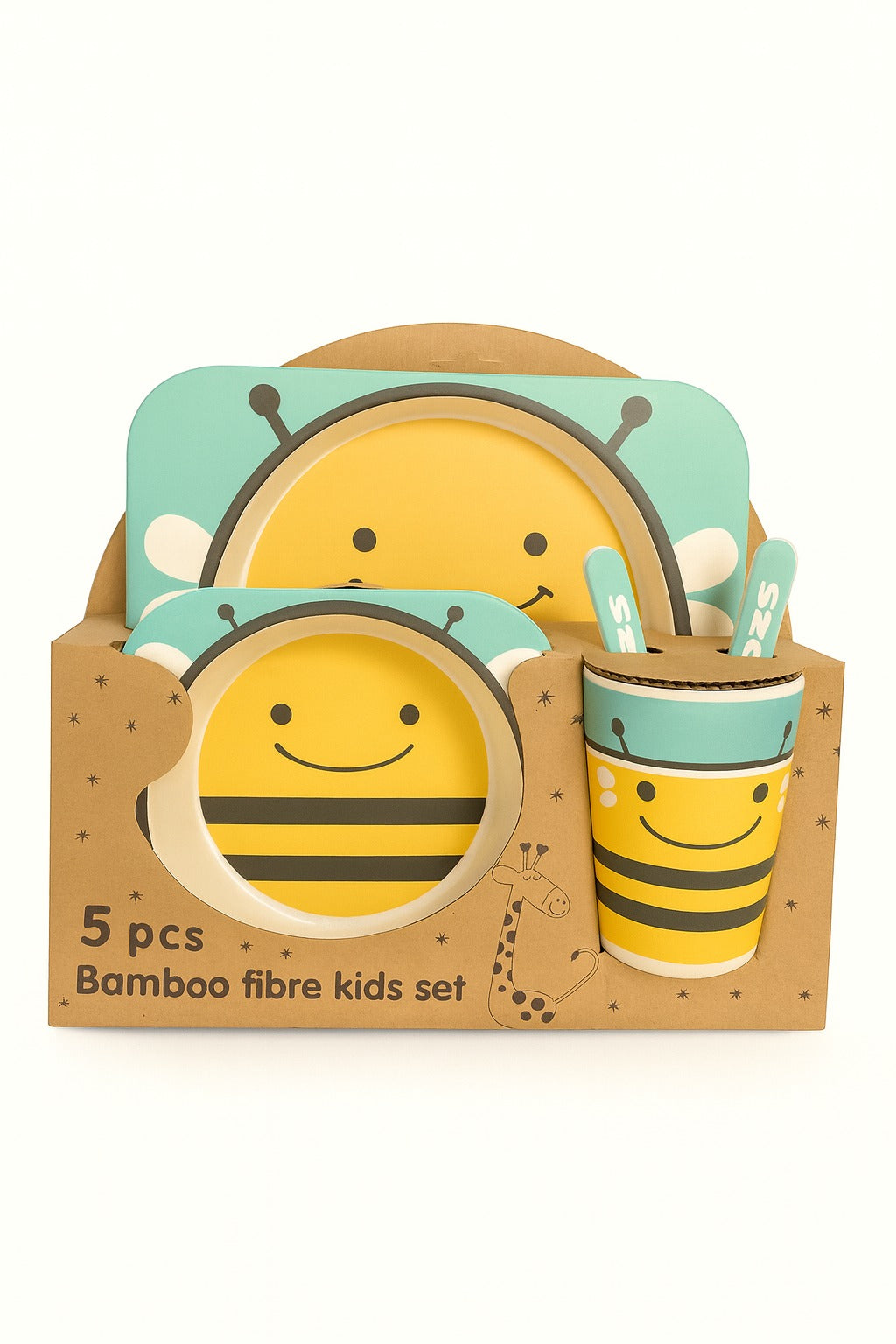 FE208-5-Piece Bamboo Fiber Baby Tableware Set